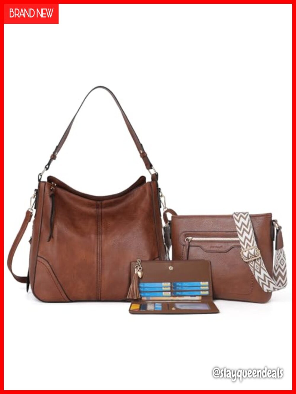 PU Leather Crossbody Bags Set Shoulder Handbags Purse with Wallet Tote Hobo 3PCS